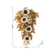 Glitzhome 28"H Fall Neutral Sunflower, Pumpkin and Leaf Swag Includes a Complimentary Black Metal Wreath Hanger