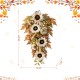 Glitzhome 28"H Fall Neutral Sunflower, Pumpkin and Leaf Swag Includes a Complimentary Black Metal Wreath Hanger