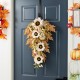 Glitzhome 28"H Fall Neutral Sunflower, Pumpkin and Leaf Swag Includes a Complimentary Black Metal Wreath Hanger