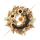 Glitzhome 24"D Fall Neutral  Sunflower, Pumpkin and Leaf Wreath Includes a Complimentary Black Metal Wreath Hanger