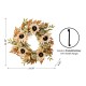 Glitzhome 24"D Fall Neutral  Sunflower, Pumpkin and Leaf Wreath Includes a Complimentary Black Metal Wreath Hanger