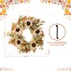 Glitzhome 24"D Fall Neutral  Sunflower, Pumpkin and Leaf Wreath Includes a Complimentary Black Metal Wreath Hanger
