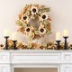 Glitzhome 24"D Fall Neutral  Sunflower, Pumpkin and Leaf Wreath Includes a Complimentary Black Metal Wreath Hanger
