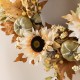 Glitzhome 24"D Fall Neutral  Sunflower, Pumpkin and Leaf Wreath Includes a Complimentary Black Metal Wreath Hanger