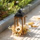 Glitzhome 20"H Fall Neutral Sunflower, Pumpkin and Leaf Wood Lantern Centerpiece