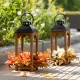 Glitzhome 20"H Fall Neutral Sunflower, Pumpkin and Leaf Wood Lantern Centerpiece
