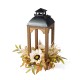 Glitzhome 20"H Fall Neutral Sunflower, Pumpkin and Leaf Wood Lantern Centerpiece
