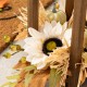 Glitzhome 20"H Fall Neutral Sunflower, Pumpkin and Leaf Wood Lantern Centerpiece