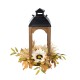 Glitzhome 20"H Fall Neutral Sunflower, Pumpkin and Leaf Wood Lantern Centerpiece