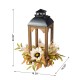 Glitzhome 20"H Fall Neutral Sunflower, Pumpkin and Leaf Wood Lantern Centerpiece