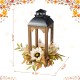 Glitzhome 20"H Fall Neutral Sunflower, Pumpkin and Leaf Wood Lantern Centerpiece