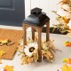 Glitzhome 20"H Fall Neutral Sunflower, Pumpkin and Leaf Wood Lantern Centerpiece