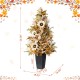 Glitzhome 36"H Fall Neutral Sunflower, Pumpkin and Leaf Porch Tree