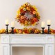 Glitzhome 72"L Fall Dahlia Pumpkin, Leaf and Berry Garland
