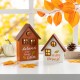 Glitzhome 8"H S/2 Lighted Fall Wooden House-shaped Table Decor