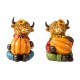 Glitzhome 4.25"H S/2 Fall Resin Highland Cow Table Decor