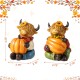 Glitzhome 4.25"H S/2 Fall Resin Highland Cow Table Decor