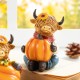 Glitzhome 4.25"H S/2 Fall Resin Highland Cow Table Decor