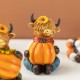 Glitzhome 4.25"H S/2 Fall Resin Highland Cow Table Decor