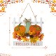 Glitzhome 14"L Fall Wooden Patch with Floral Door Hanger