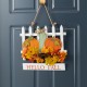 Glitzhome 14"L Fall Wooden Patch with Floral Door Hanger