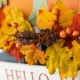 Glitzhome 14"L Fall Wooden Patch with Floral Door Hanger