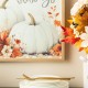 Glitzhome 15.75"H Fall Wooden Ivory Pumpkin Wall Art