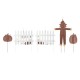 Glitzhome 30.75"H S/5 Fall Metal Scarecrow,Pumpkin & Fence Yard Stake(KD)