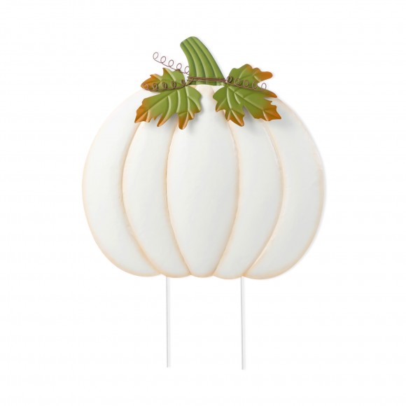 Glitzhome 39.5"H Fall Oversized Metal Ivory Pumpkin Yard Stake or Wall Décor or Standing Decor(KD, Three Function)