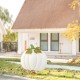 Glitzhome 39.5"H Fall Oversized Metal Ivory Pumpkin Yard Stake or Wall Décor or Standing Decor(KD, Three Function)