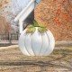Glitzhome 39.5"H Fall Oversized Metal Ivory Pumpkin Yard Stake or Wall Décor or Standing Decor(KD, Three Function)