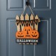 Glitzhome 14"H Halloween Wood Jack O Lantern Door Hanger