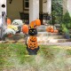 Glitzhome 36"H Halloween Metal Black Cat with Spring Head and Stacked Pumpkin Yard Stake(KD)