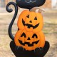 Glitzhome 36"H Halloween Metal Black Cat with Spring Head and Stacked Pumpkin Yard Stake(KD)