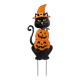 Glitzhome 36"H Halloween Metal Black Cat with Spring Head and Stacked Pumpkin Yard Stake(KD)