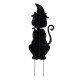Glitzhome 36"H Halloween Metal Black Cat with Spring Head and Stacked Pumpkin Yard Stake(KD)