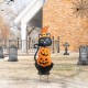 Glitzhome 36"H Halloween Metal Black Cat with Spring Head and Stacked Pumpkin Yard Stake(KD)