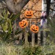 Glitzhome 39.50"H Halloween Metal Pumpkins w/Spring Bats Yard Stake (KD)