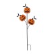 Glitzhome 39.50"H Halloween Metal Pumpkins w/Spring Bats Yard Stake (KD)