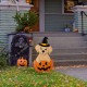 Glitzhome 32"H Halloween Metal Labrador in Pumpkin Yard Stake(KD)