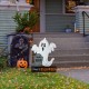 Glitzhome 32.25"H Lighted Halloween Metal Ghost Tombstone Yard Stake