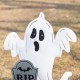 Glitzhome 32.25"H Lighted Halloween Metal Ghost Tombstone Yard Stake