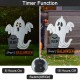 Glitzhome 32.25"H Lighted Halloween Metal Ghost Tombstone Yard Stake