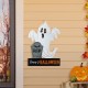Glitzhome 32.25"H Lighted Halloween Metal Ghost Tombstone Yard Stake