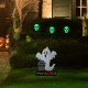 Glitzhome 32.25"H Lighted Halloween Metal Ghost Tombstone Yard Stake
