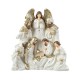 Glitzhome 13"H Ivory/Gold Resin Nativity Figurine