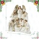 Glitzhome 13"H Ivory/Gold Resin Nativity Figurine
