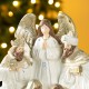 Glitzhome 13"H Ivory/Gold Resin Nativity Figurine