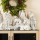 Glitzhome 10pcs Ivory/Gold Resin Nativity Figurine Set