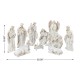 Glitzhome 10pcs Ivory/Gold Resin Nativity Figurine Set